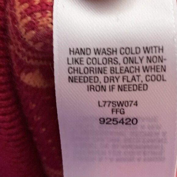 Cabelas Size Large Sweater Wool Blend Cowl Neck Pullover Pink Red Striped - Picture 5 of 5